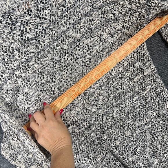 Tunic Sweater Womens Large open weave knit long line gray white cozy soft usa - Picture 5 of 8